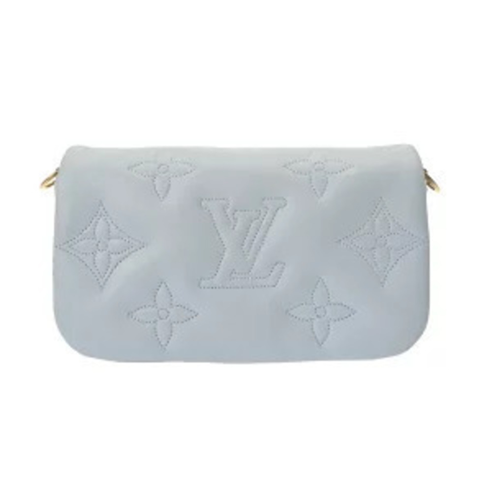 Louis Vuitton Wallet On Bleu Glacier Bubble Gram Shoulder Bag Leather Silver